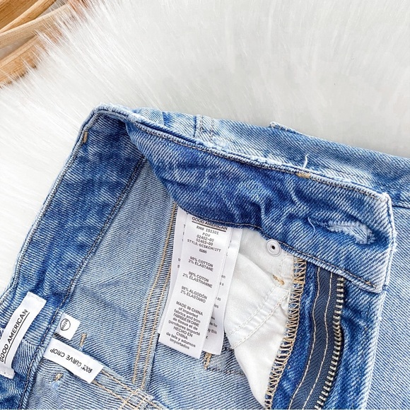 Good American Good Curve Crop Jeans Light Blue Raw Cut Hem High Rise 00/24 - Picture 9 of 14